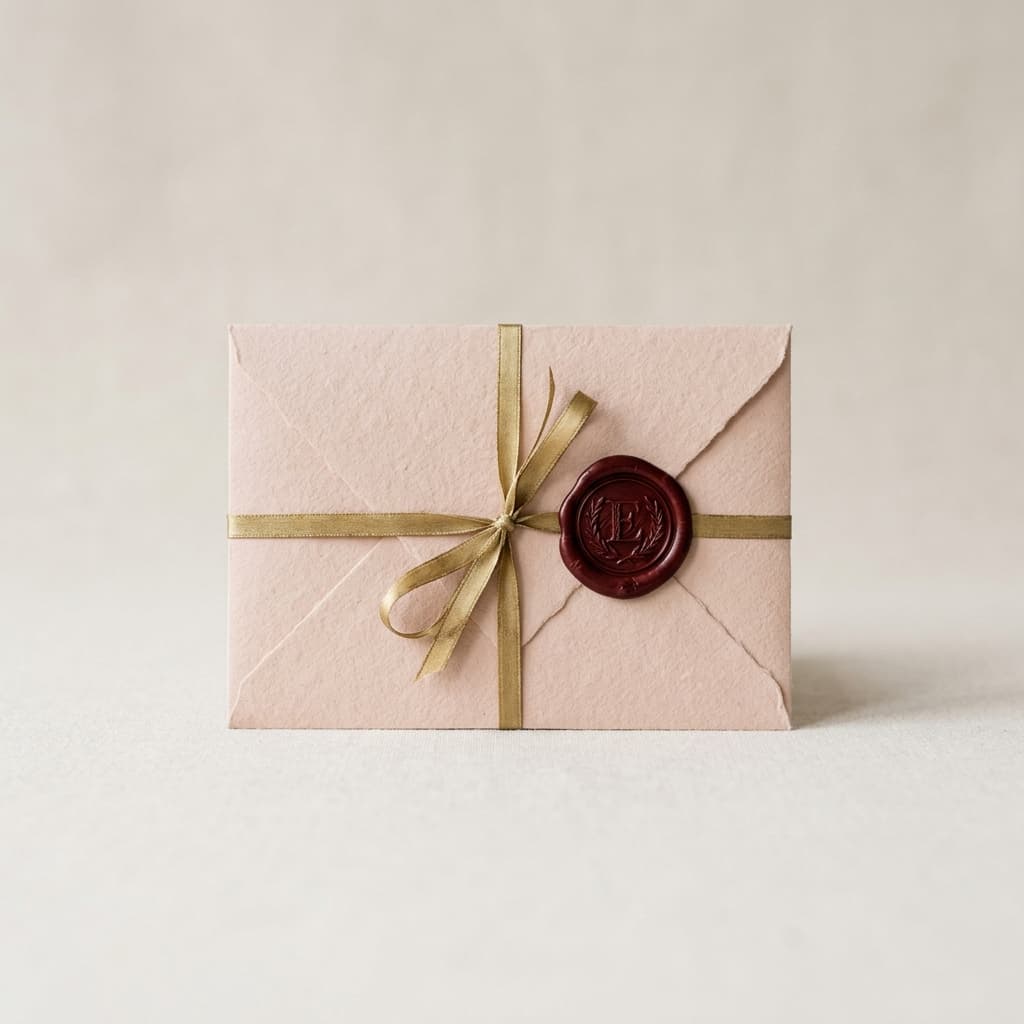 A wax-sealed envelope tied with gold ribbon